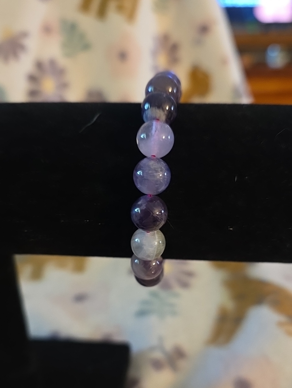 Amethyst Beaded Stretch Bracelet - Purple Beads